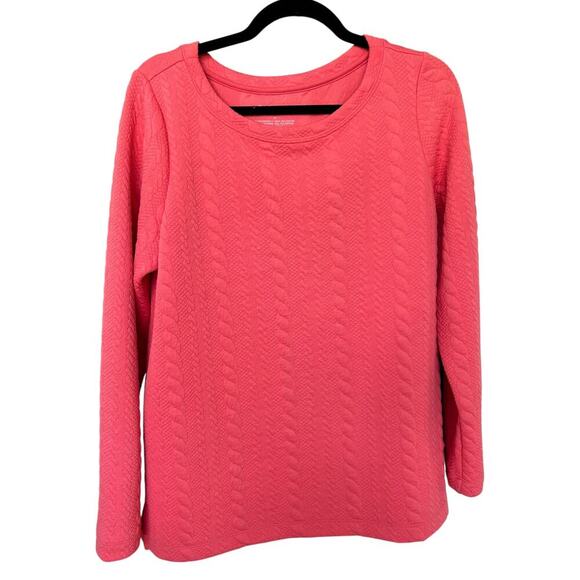 Talbots Women's Coral Cable Knit Design Sweatshirt Pullover Style Size Medium - Picture 1 of 4